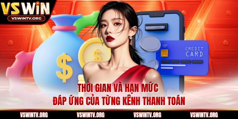 Thời gian và hạn mức đáp ứng của từng kênh thanh toán